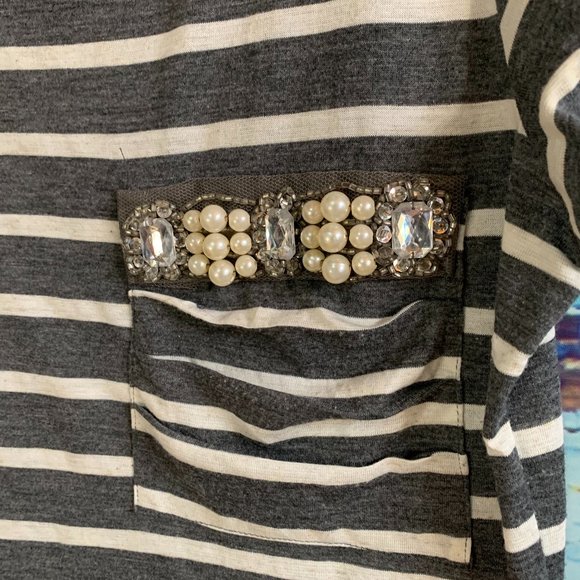 Bobeau Striped Embellished Short Sleeved Tee - Picture 3 of 6